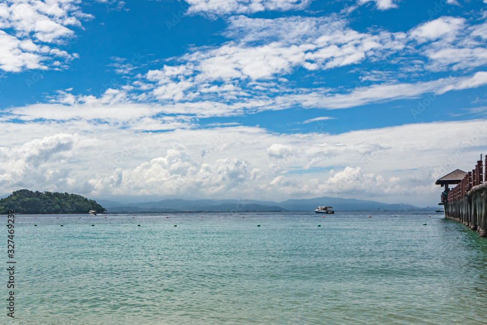 View from the beach on Manukan Island, Sabah, Malaysia.