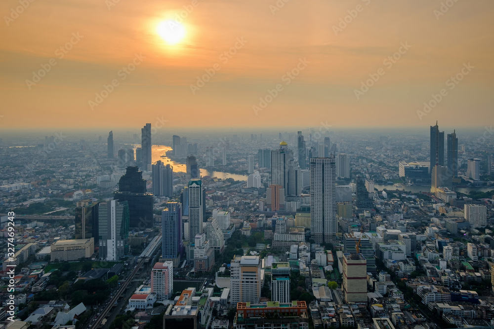Bangkok evening view in the business district