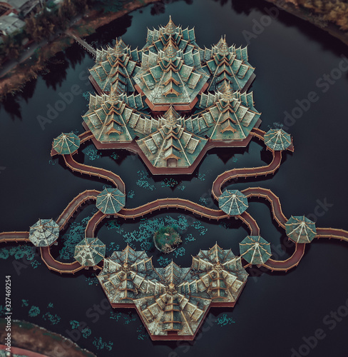 Wallpaper Mural Ancient City temples, Muang Boran in Bangkok Thailand Torontodigital.ca