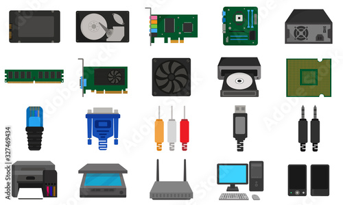 Computer hardware icon pack for premium quality tech and device