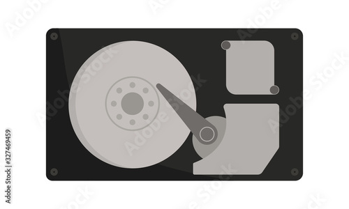 Hard disk icon for data storage and computer hardware