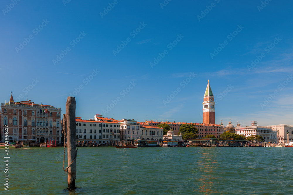 View of thee Campanile from the Grand Canal in Venice