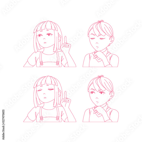Kids vector avatars. boys and girls faces. Children characters profile pictures. Portrait cartoon elements