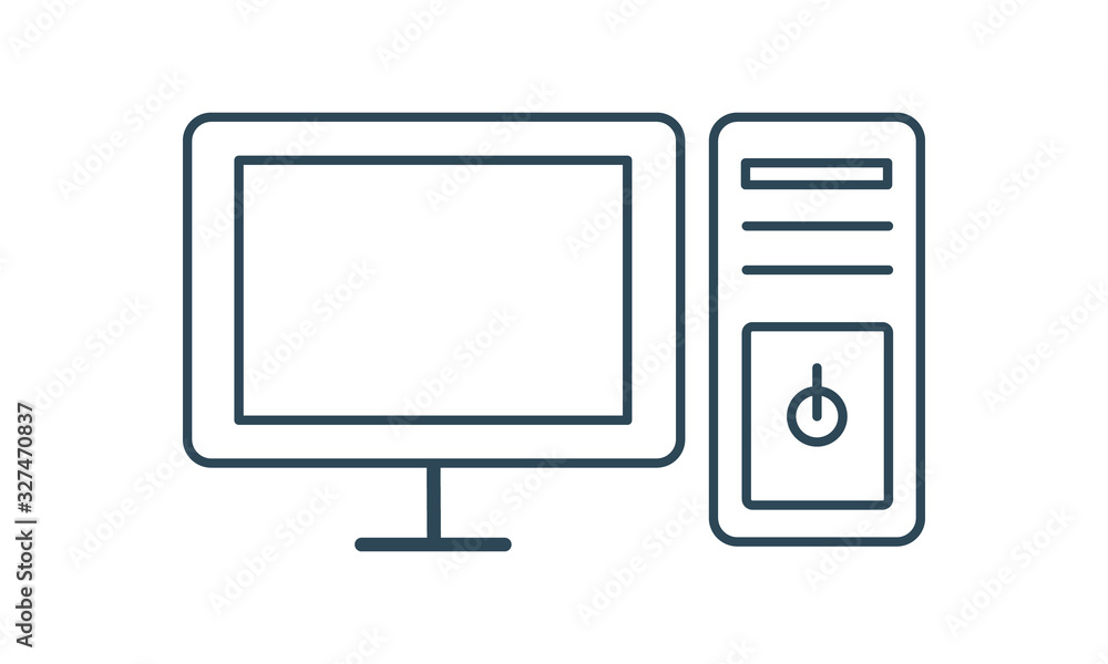 Desktop computer icon for digital workspaces and technology Desktop computer icon for digital workspaces and technology