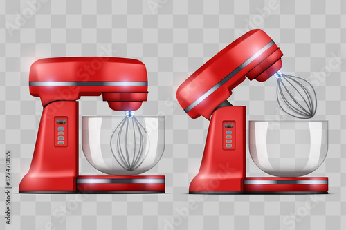 Set of Stand Mixer. Food blender for Electronic Kitchen appliance. Concept of Health food and drink. Vector Illustration isolated on transparent background.