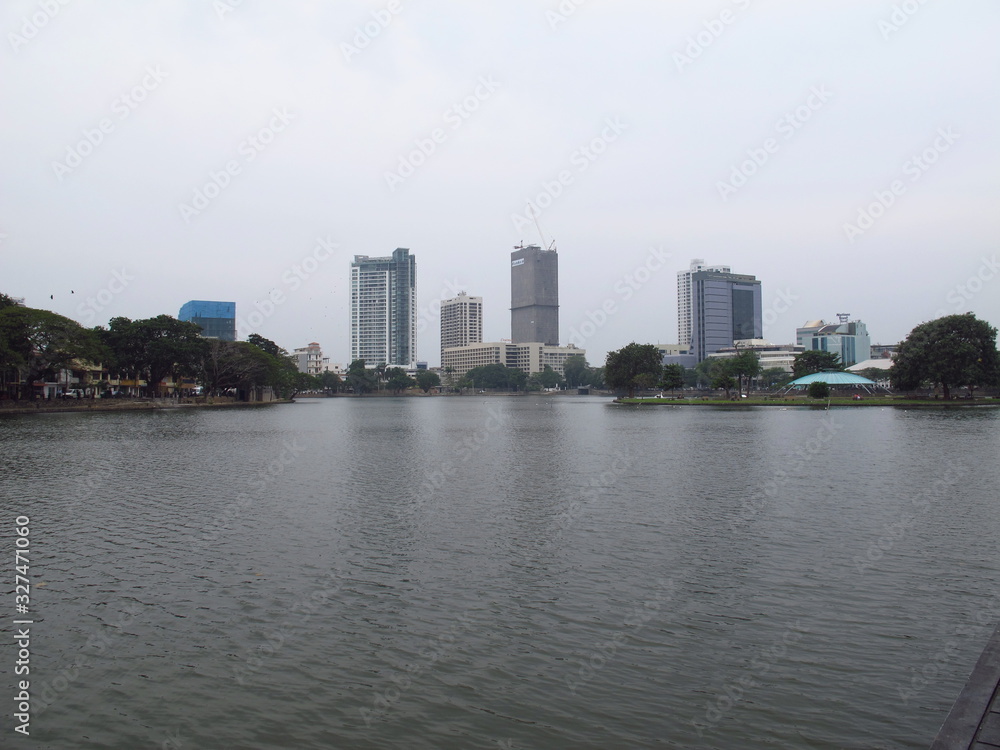 The skyscraper in the center of Colombo on Beira lake, Sri Lanka The skyscraper in the center of Colombo on Beira lake, Sri Lanka