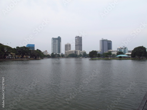 The skyscraper in the center of Colombo on Beira lake, Sri Lanka