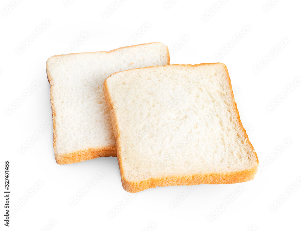 Slice of bread on a white background