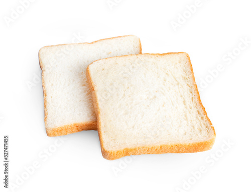 Slice of bread on a white background