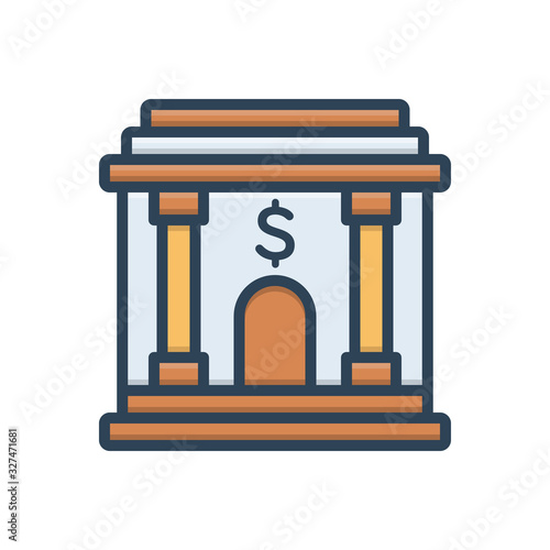 Color illustration icon for banking  