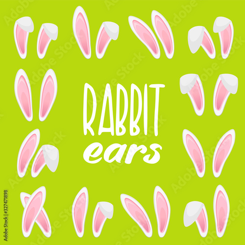 Happy Easter design with bunny ears for poster, banner or invitation cards. Vector illustration