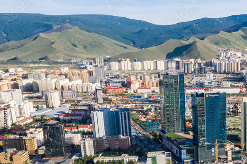 Aerial view of Ulaanbaatar, the capital of Mongolia, circa June 2019 photo