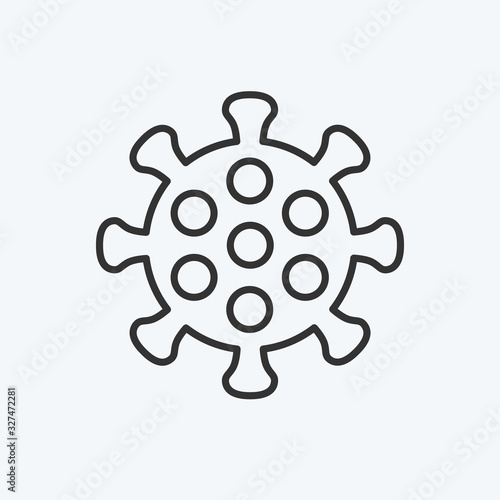 Bacteria vector icon. Dangerous virus, coronavirus sign flat line design EDITABLE STROKE