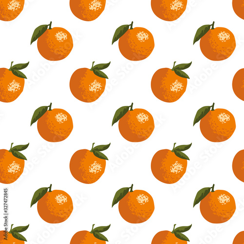Vector summer pattern with oranges. Seamless texture design.