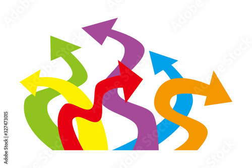 無秩序な矢印　バラバラ　カラフル