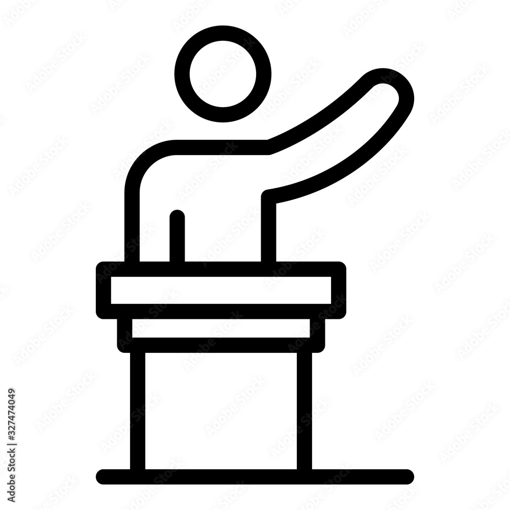 Tribune speaker icon. Outline tribune speaker vector icon for web design isolated on white background Tribune speaker icon. Outline tribune speaker vector icon for web design isolated on white background