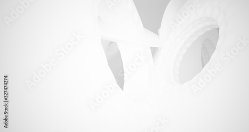 Abstract architectural background. White interior with smooth discs. 3D illustration and rendering. © SERGEYMANSUROV