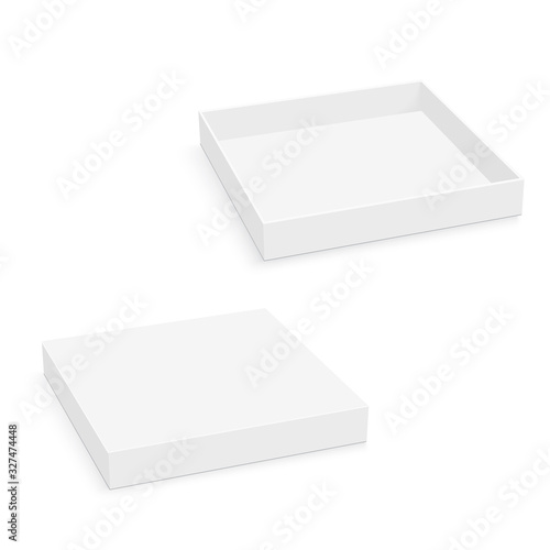 Blank square thin box mockup. Vector