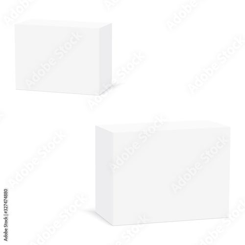 White cardboard box mock up. Set of cosmetic or medical packings. Vector