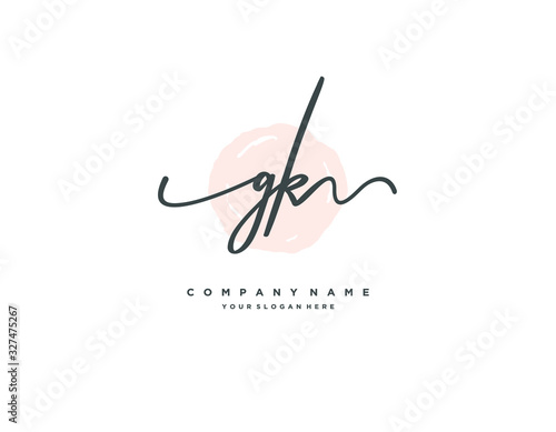 GK initial letter elegant handwriting logo collection