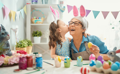 family preparing for Easter