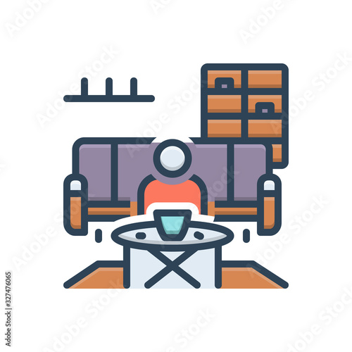 Color illustration icon for tearoom 