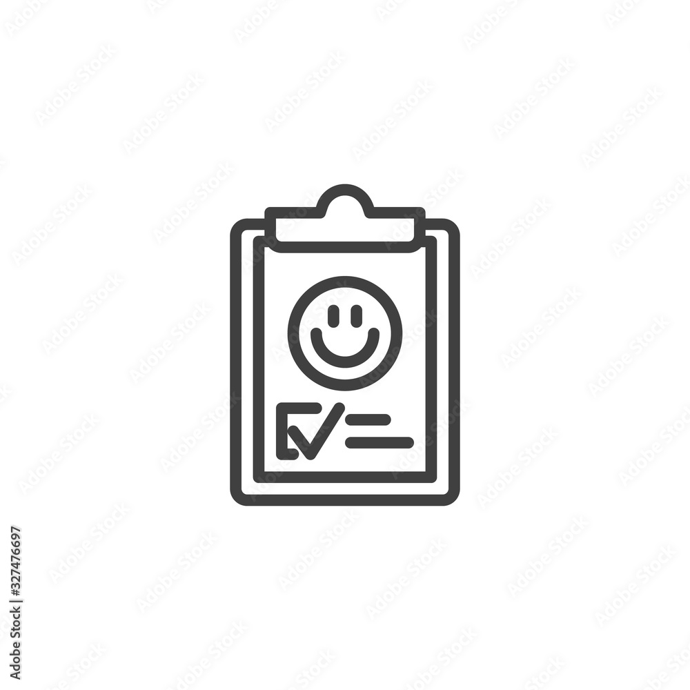 Positive feedback rating line icon. linear style sign for mobile concept and web design. Customer satisfaction document outline vector icon. Symbol, logo illustration. Vector graphics Positive feedback rating line icon. linear style sign for mobile concept and web design. Customer satisfaction document outline vector icon. Symbol, logo illustration. Vector graphics