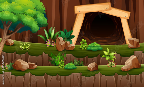 A mine and underground scene
