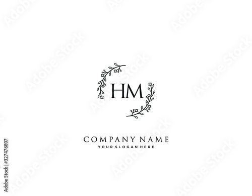 HM initial letter elegant handwriting logo collection