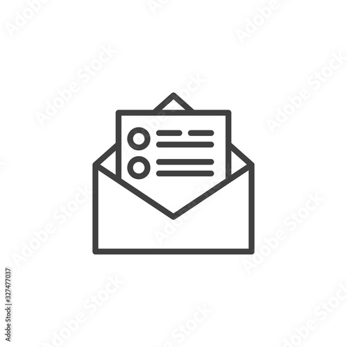Envelope checklist line icon. linear style sign for mobile concept and web design. Envelope mail with checklist document outline vector icon. Symbol, logo illustration. Vector graphics