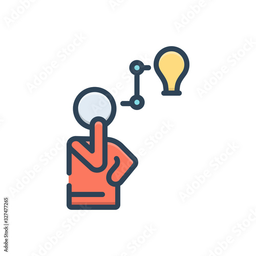 Color illustration icon for think 