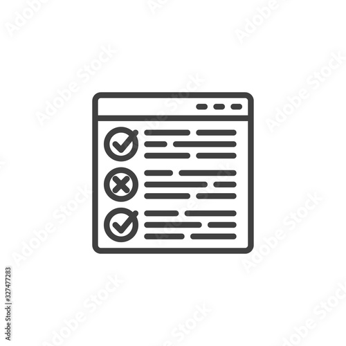 Website feedback line icon. linear style sign for mobile concept and web design. Website review outline vector icon. Symbol, logo illustration. Vector graphics
