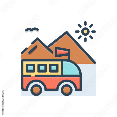 Color illustration icon for trip
