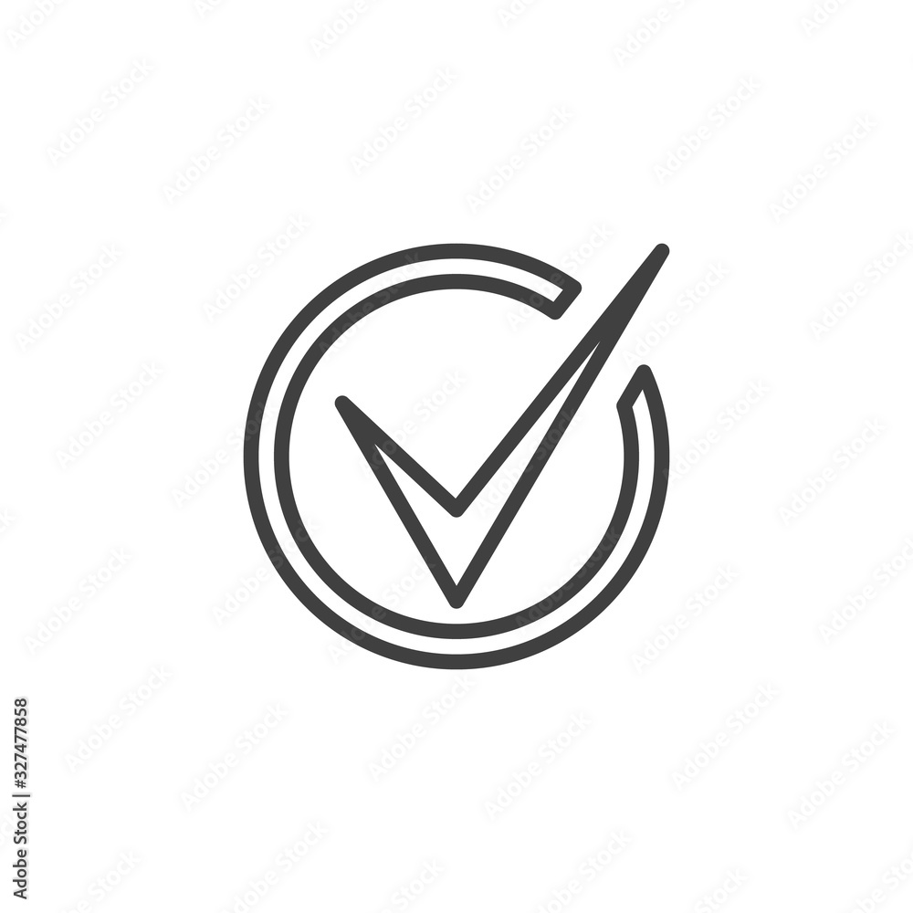 Approval check mark line icon. Checkmark linear style sign for mobile concept and web design. Done, confirmation tick outline vector icon. Symbol, logo illustration. Vector graphics Approval check mark line icon. Checkmark linear style sign for mobile concept and web design. Done, confirmation tick outline vector icon. Symbol, logo illustration. Vector graphics