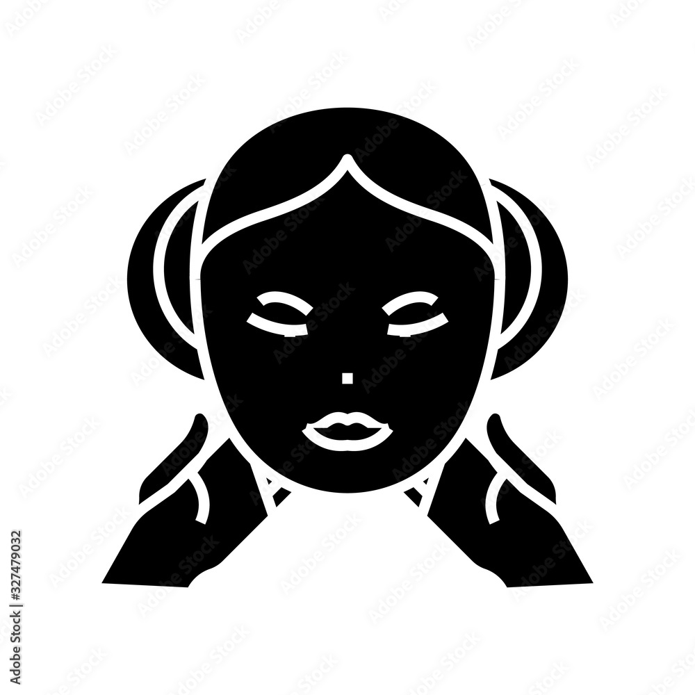 Facial care black icon, concept illustration, vector flat symbol, glyph sign. Facial care black icon, concept illustration, vector flat symbol, glyph sign.