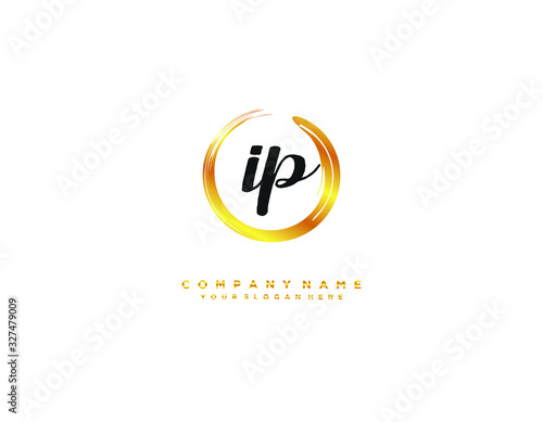 IP initial letter elegant handwriting logo collection