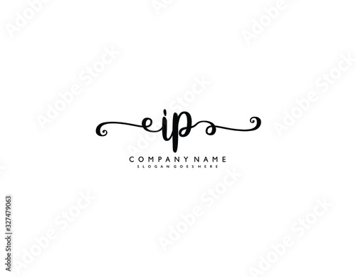 IP initial letter elegant handwriting logo collection