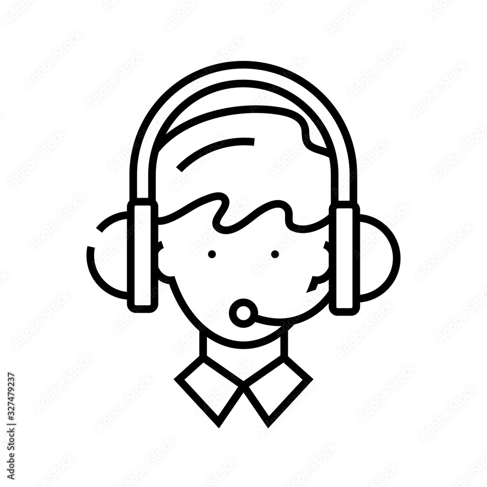 Online assistant line icon, concept sign, outline vector illustration, linear symbol. Online assistant line icon, concept sign, outline vector illustration, linear symbol.