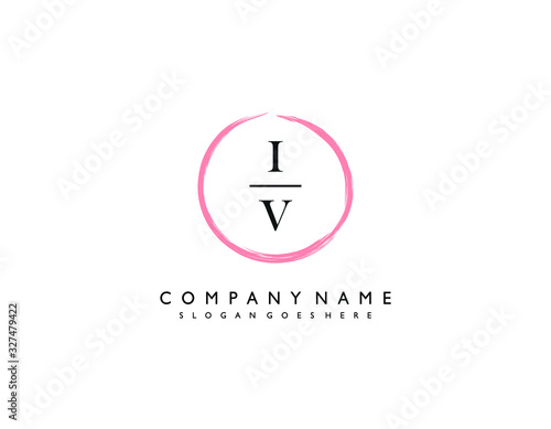 IV initial letter elegant handwriting logo collection