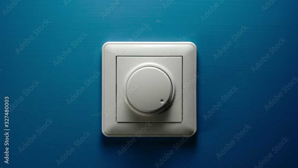 Dimmer button turning on a blue wall - Stop Motion Dimmer button turning on a blue wall - Stop Motion