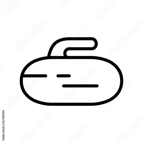 Curling Stone icon. Linear logo of winter Olympic game. Second name granite rock. Black simple illustration. Contour isolated vector image on white background