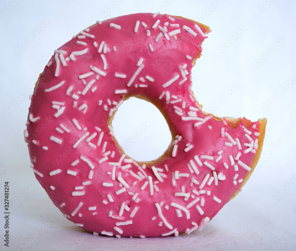 Donut with Pink Glazing and White Sprinkles Donut with Pink Glazing and White Sprinkles