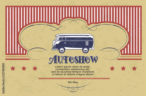Vintage Autoshow concept design card.