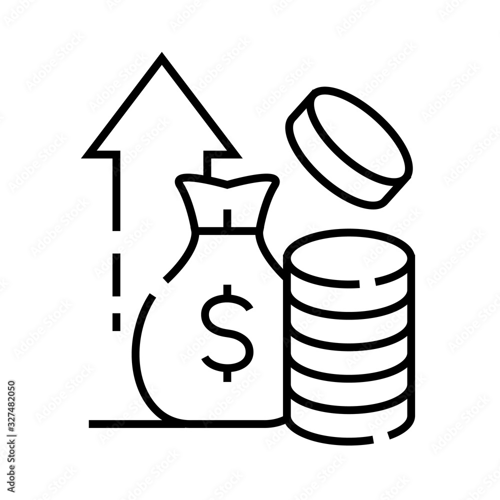 Profits line icon, concept sign, outline vector illustration, linear symbol. Profits line icon, concept sign, outline vector illustration, linear symbol.