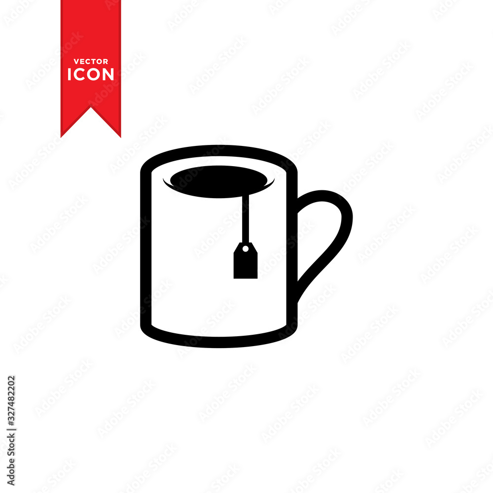 Tea mug icon vector. Coffee mug icon. Simple design on white background. Tea mug icon vector. Coffee mug icon. Simple design on white background.