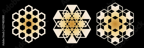 Abstract geometric ornamental mandala set. Template for printing, laser cutting stencil, engraving. Vector illustration..