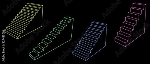Stairway set. 3d Vector out...