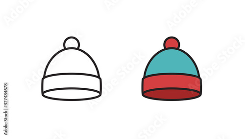 Winter hat icon. Vector in simple flat style. Linear style pictogram