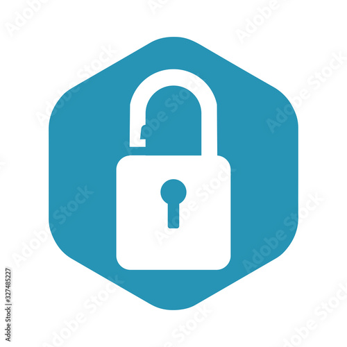 Lock icon. An open lock symbolizes access to protected files and places. Vector illustration isolated on white background for design and web.