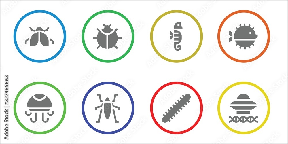 Fototapeta premium Modern Simple Set of creature Vector filled Icons